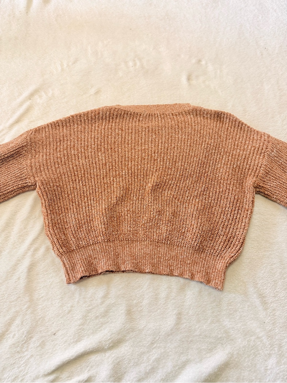 SHEIN Cropped Ribbed Sweater in Peach - Picture 3 of 3